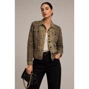 ATM Anthony Thomas Melillo Leopard Print Jacket Button Front Closure Luxe Small